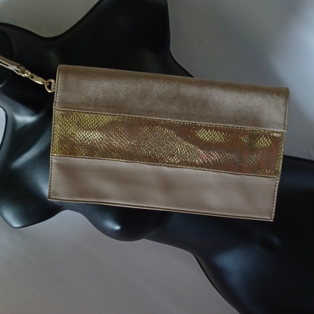 White House Black Market- Taupe Leather Wristlet